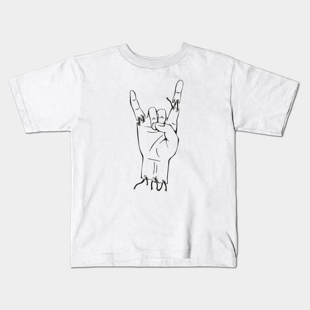 Black Zombie hand Kids T-Shirt by DappyStitch